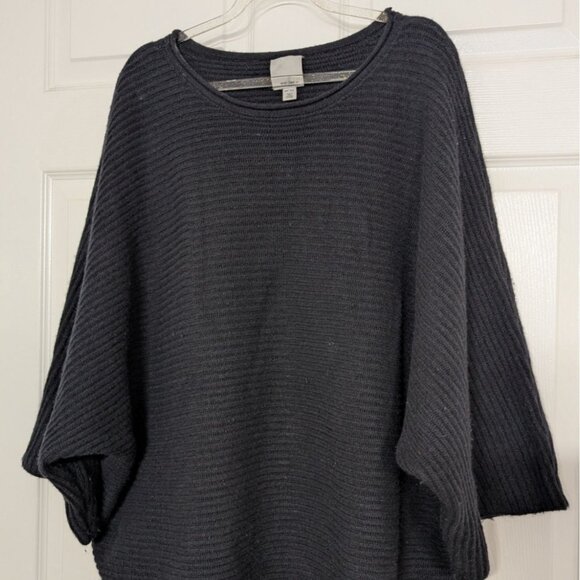 Halogen Cashmere Ribbed Sweater Womens One Size Black 3/4 Sleeves Knit Pullover - Picture 2 of 10